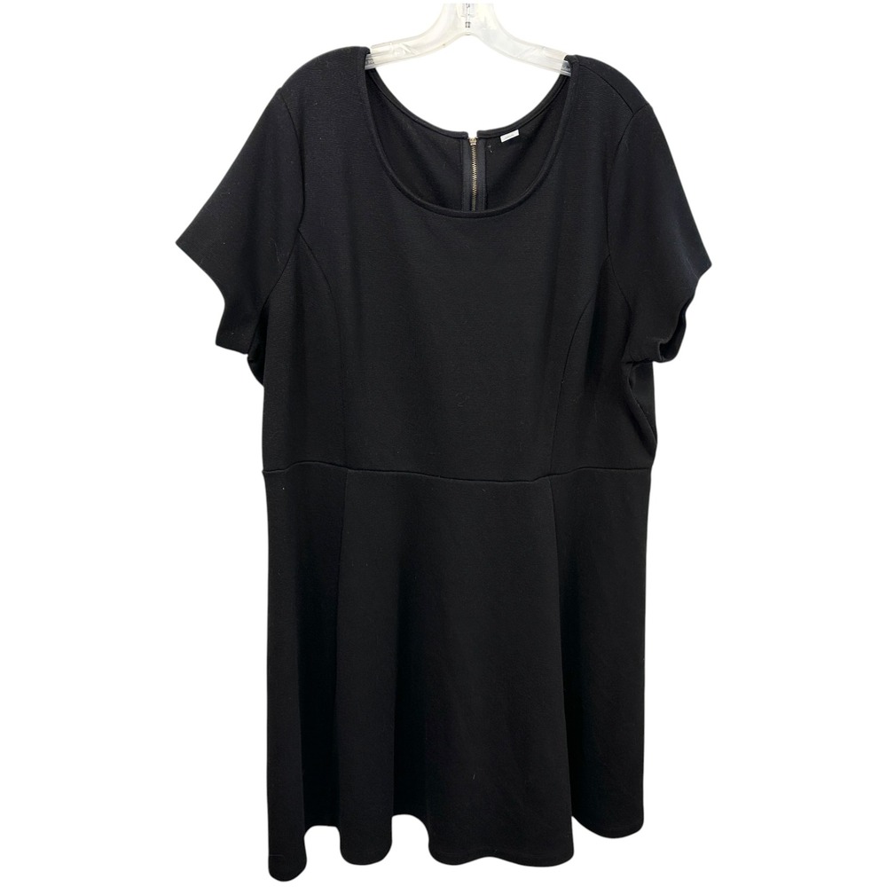 Old Navy Plus Sz 3X Dress Black Textured Knit Fit Flare Skater Formal Career 278